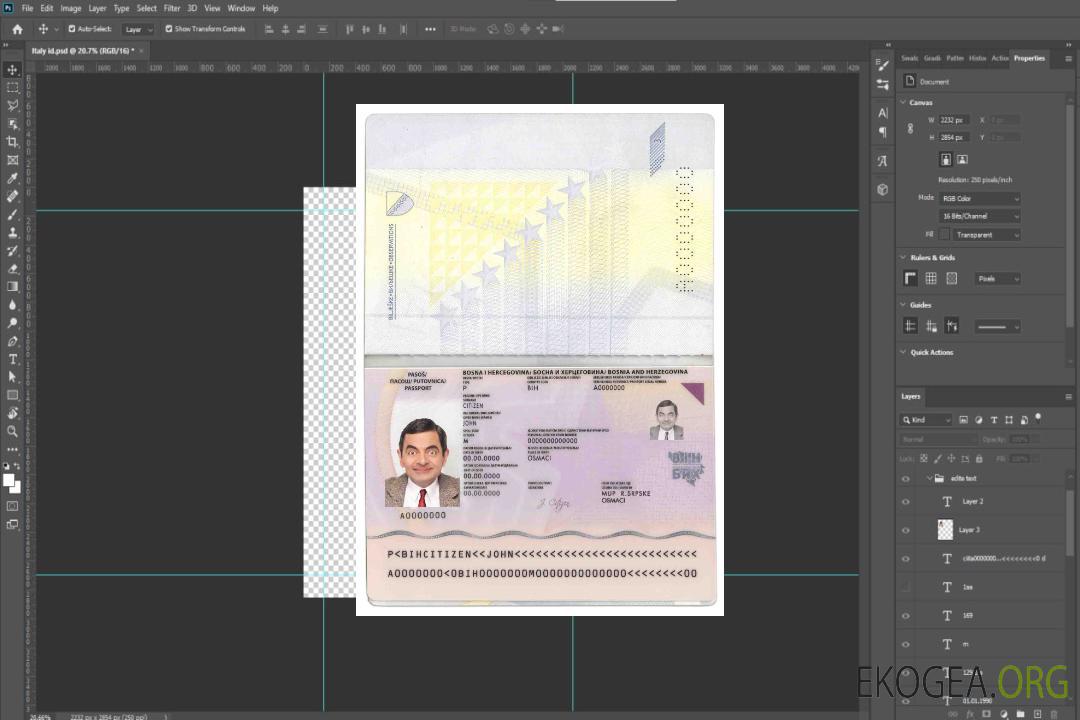 Passeport de Bosnie-Herzégovine template Passeport de Bosnie-Herzégovine template